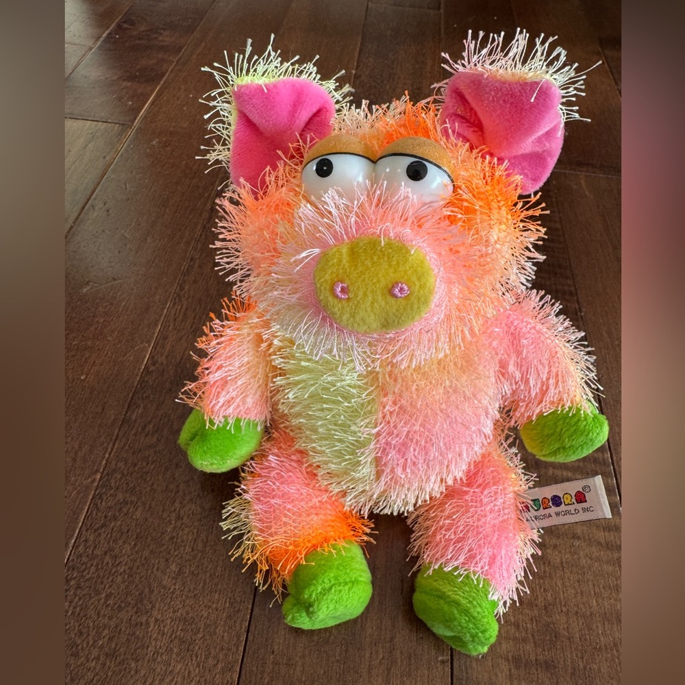 Aurora World Inc. Piggy Plush 8” Fuzzy Orange Yellow Pink